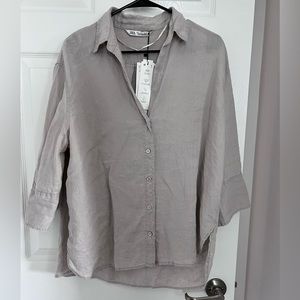 ZARA linen button up blouse